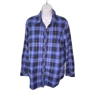 Banana Republic Dillon Button Down Shirt Blue with Metallic Threads Large